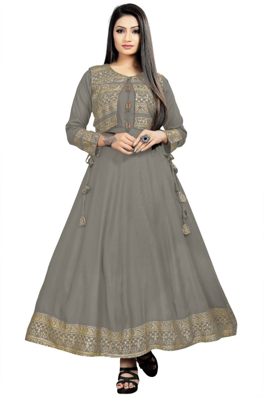 Koti Style 1006 Ethnic Wear Designer Rayon Anarkali Long Kurti Collection